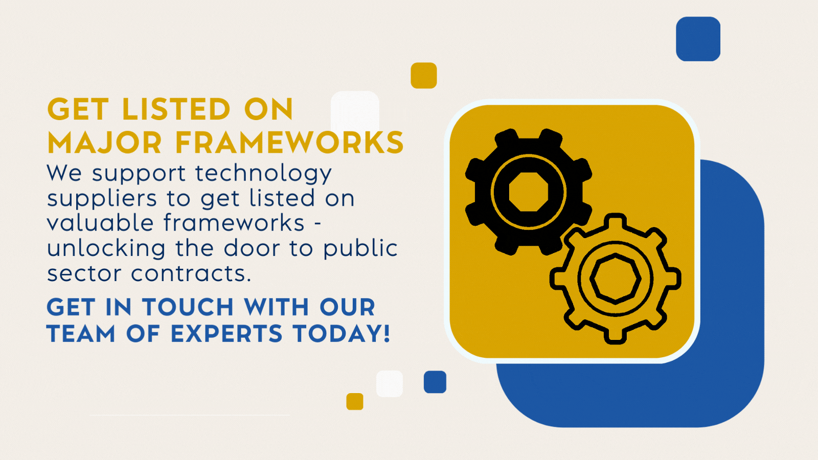 Framework Consultation button, with cogs spinning