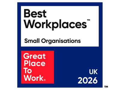 Best Workplaces for Small Organisations – Great Place To Work UK 2026 badge