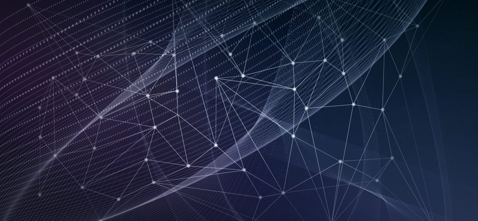 Abstract digital illustration of interconnected nodes and lines forming a network pattern against a dark navy background, representing digital connectivity — fitting imagery for a Network Services framework guide.